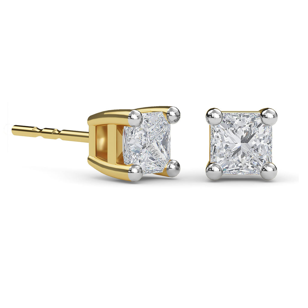 9K Yellow Gold SGL Certified Diamond (I3-G-H) Stud Earrings with Push Back 0.20 Ct.