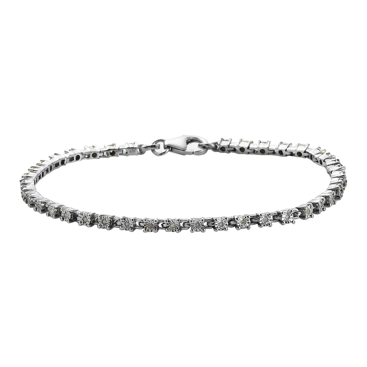 0.21 Carat Diamond Tennis Bracelet in Platinum Plated Sterling Silver 7173459 0