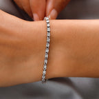 Diamond Tennis Bracelet (Size - 7.5) with Lobster Clasp in Platinum Overlay Sterling Silver 0.25 Ct, Silver Wt. 7.54 Gms