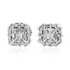Diamond (Bgt) Stud Earrings (with Push Back) in Platinum Overlay Sterling Silver 0.205 Ct.