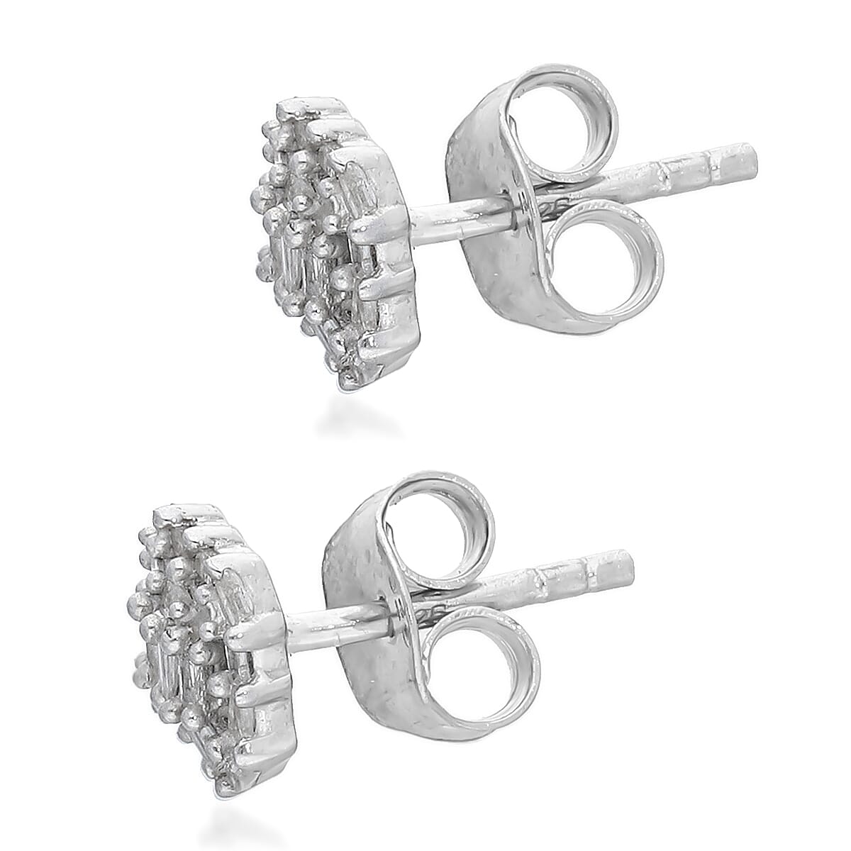 0.21 Ct Diamond Cluster Stud Earrings in Platinum Plated Silver 3491410 3