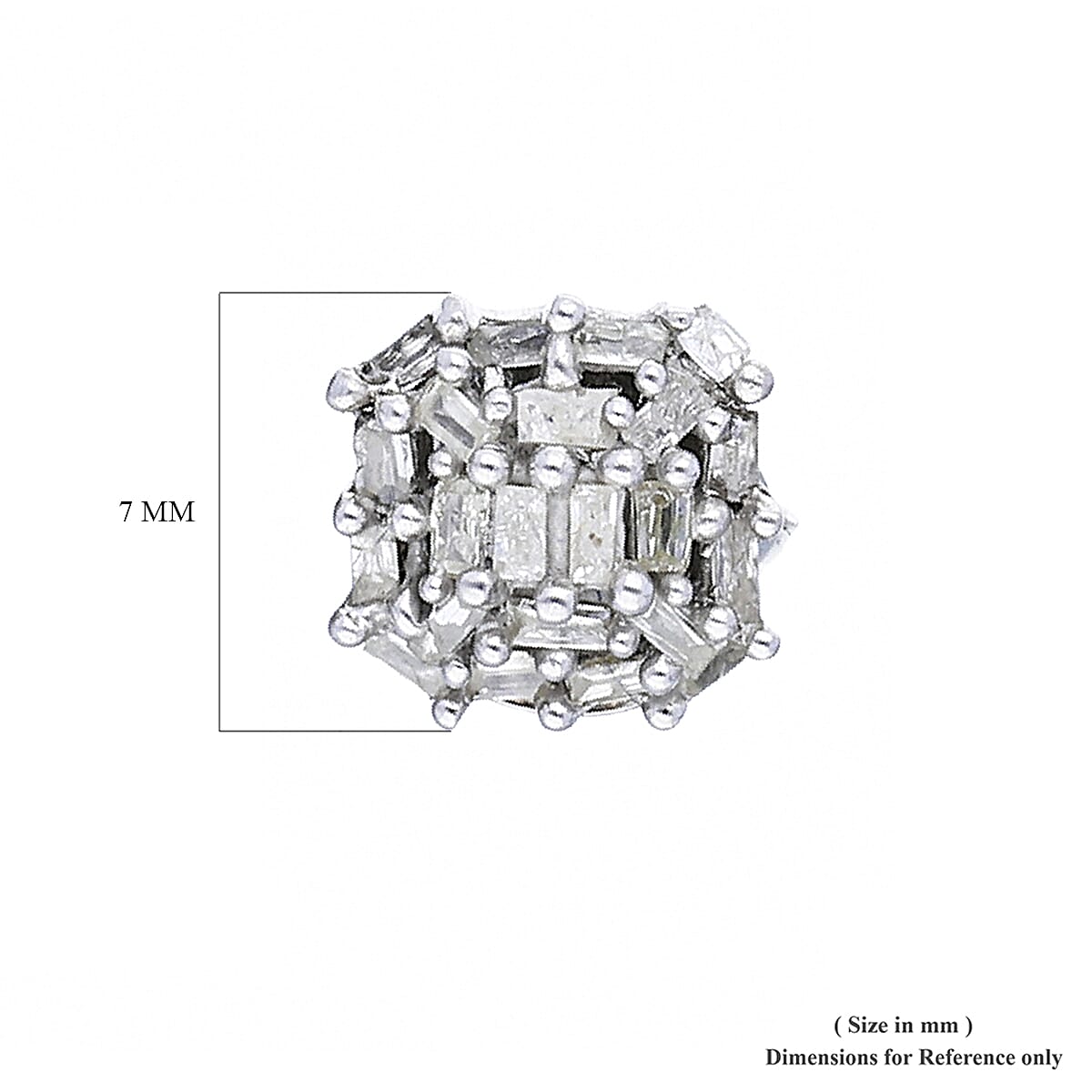 0.21 Ct Diamond Cluster Stud Earrings in Platinum Plated Silver 3491410 4