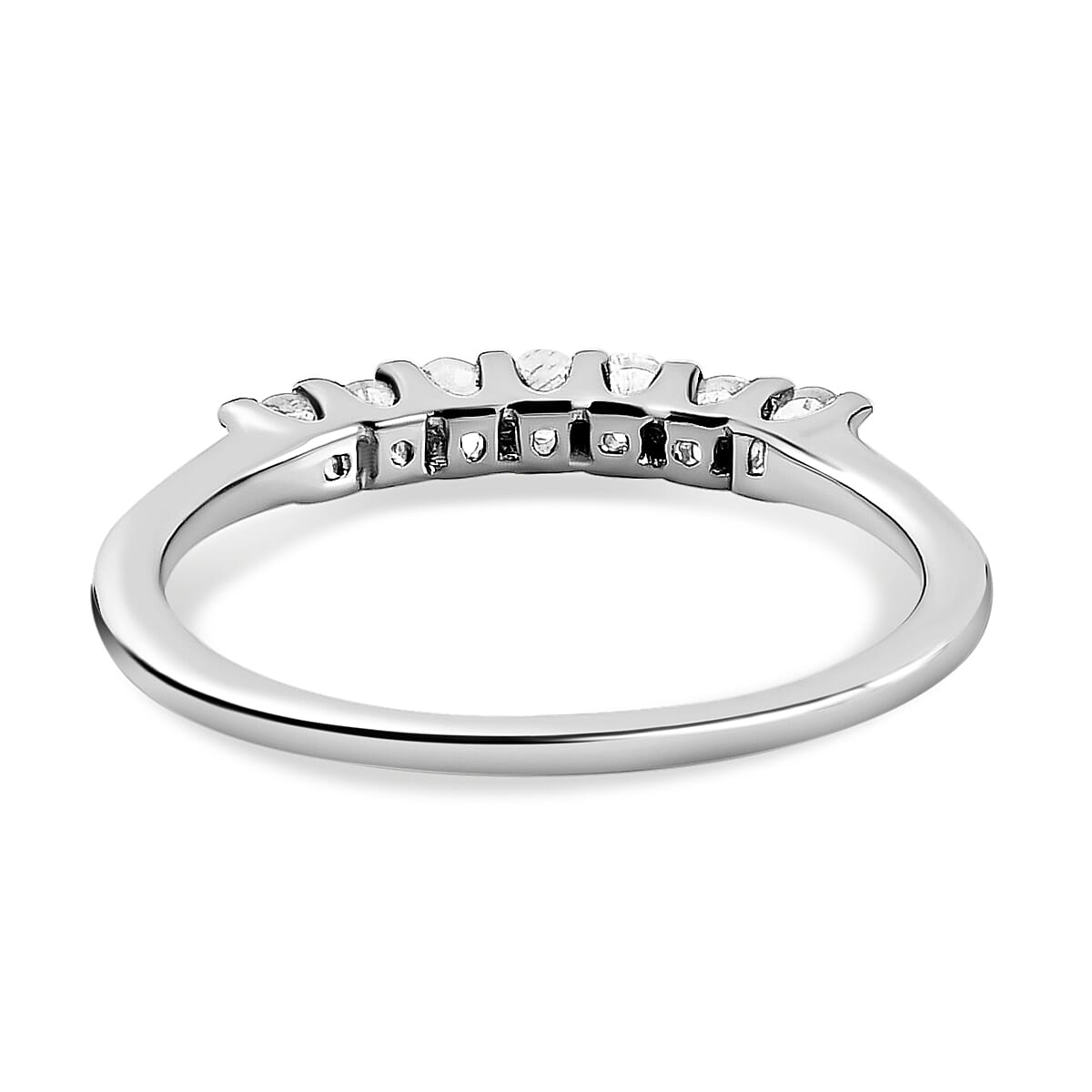 0.23 Ct Moissanite 7 Stone Sleek Band Ring in 9K White Gold 8846851 5