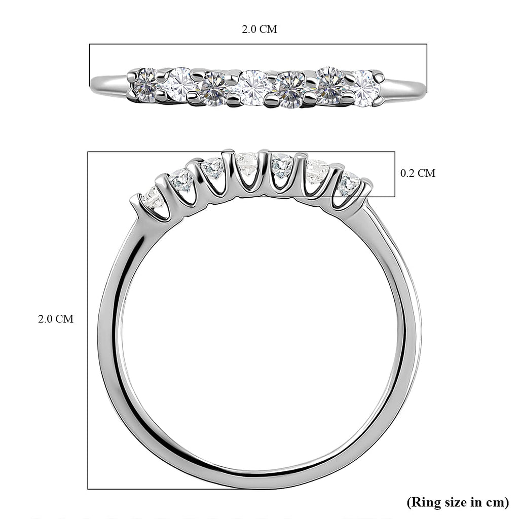 9K White Gold Moissanite 7 Stone Ring