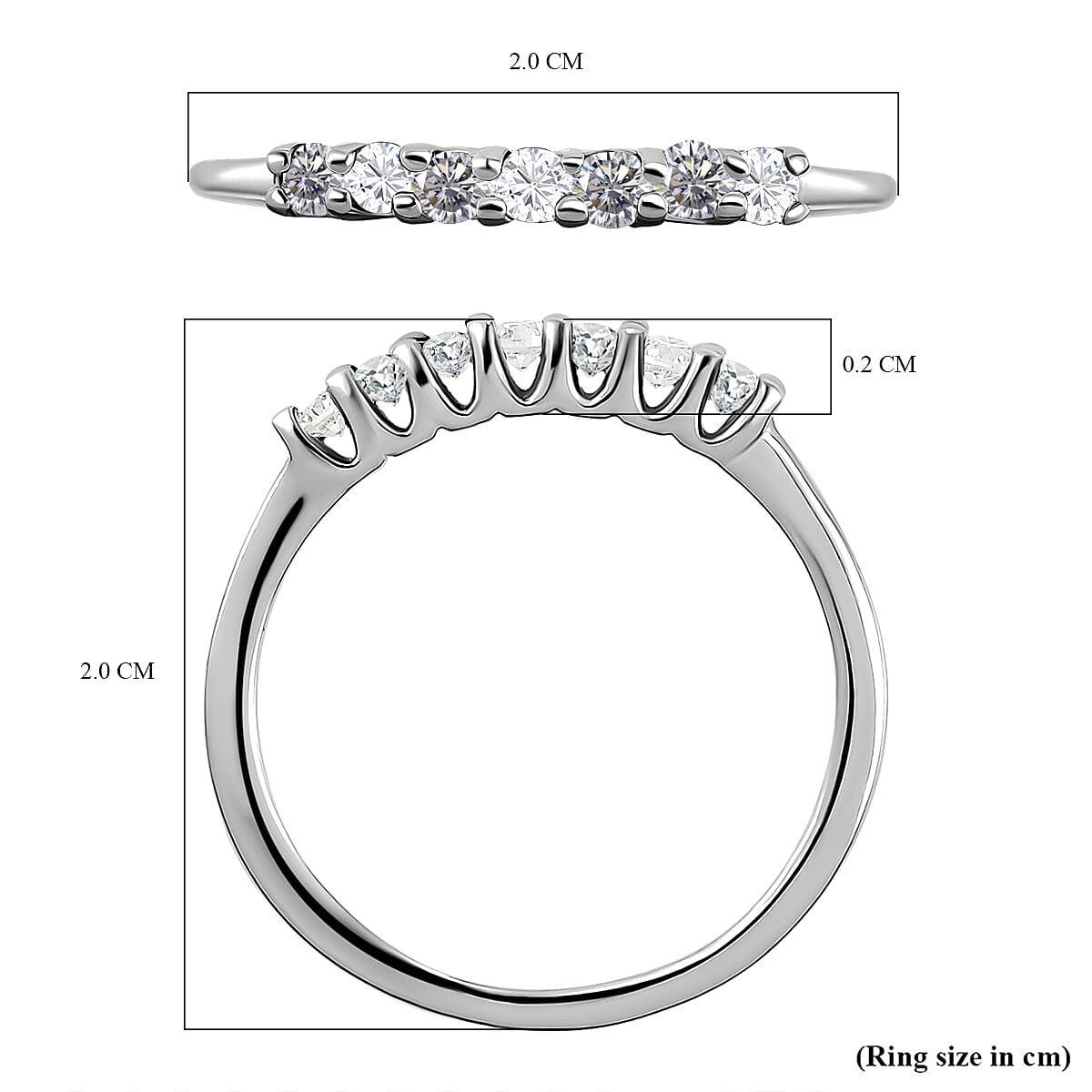 0.23 Ct Moissanite 7 Stone Sleek Band Ring in 9K White Gold 8846851 6