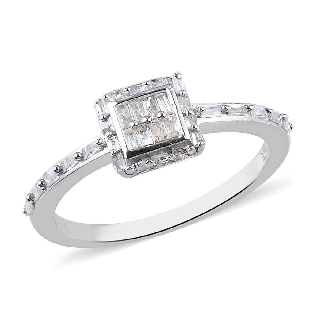 Diamond Ring in Platinum Overlay Sterling Silver 0.23 Ct.