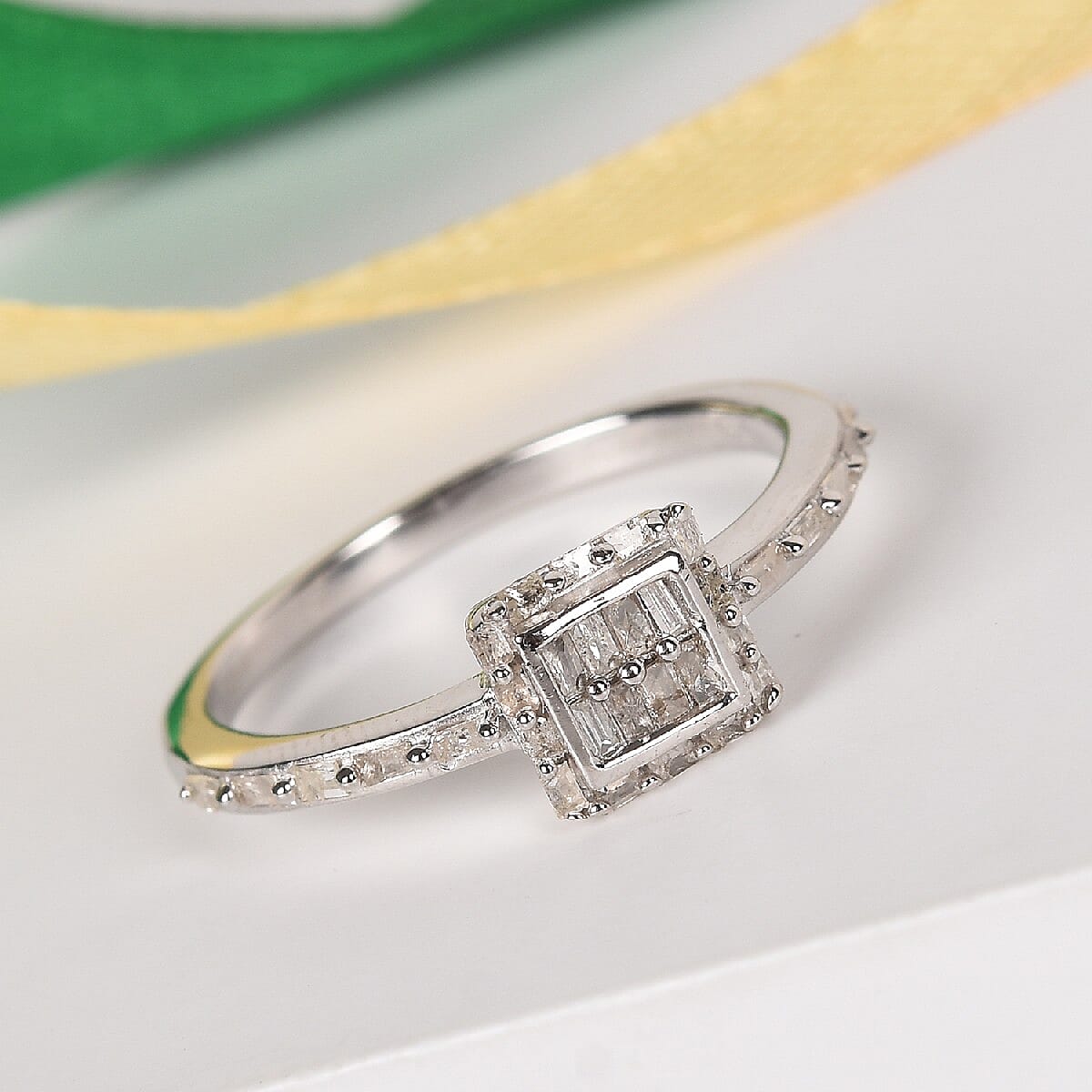 0.23 Ct. White Diamond Cluster Ring in Platinum Plated Sterling Silver 3691415 2