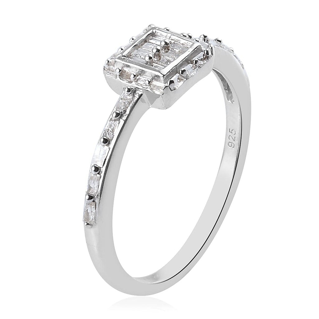 Diamond Ring in Platinum Overlay Sterling Silver 0.23 Ct.