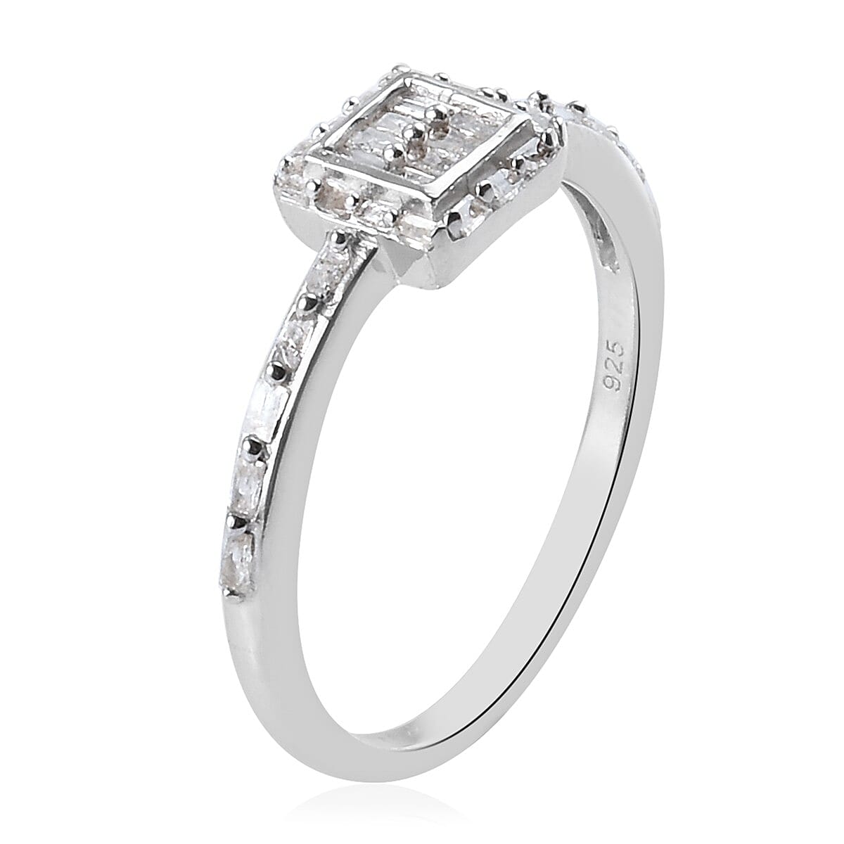 0.23 Ct. White Diamond Cluster Ring in Platinum Plated Sterling Silver 3691415 4