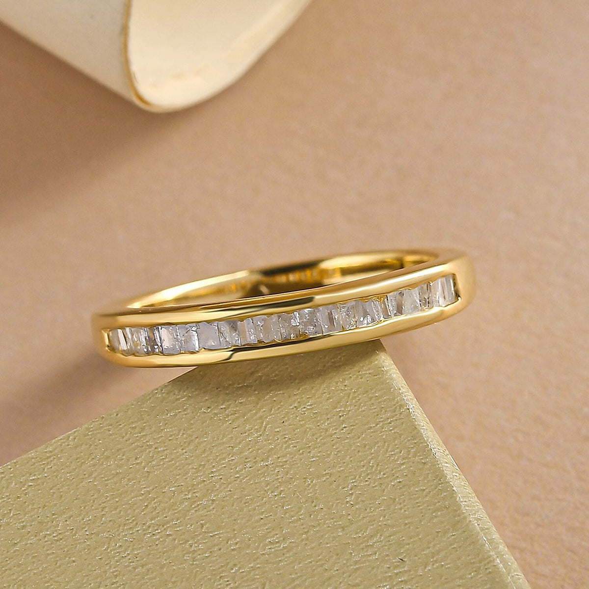 0.24 Carat Diamond Half Eternity Band Ring in Gold Plated Sterling Silver 8907036 2