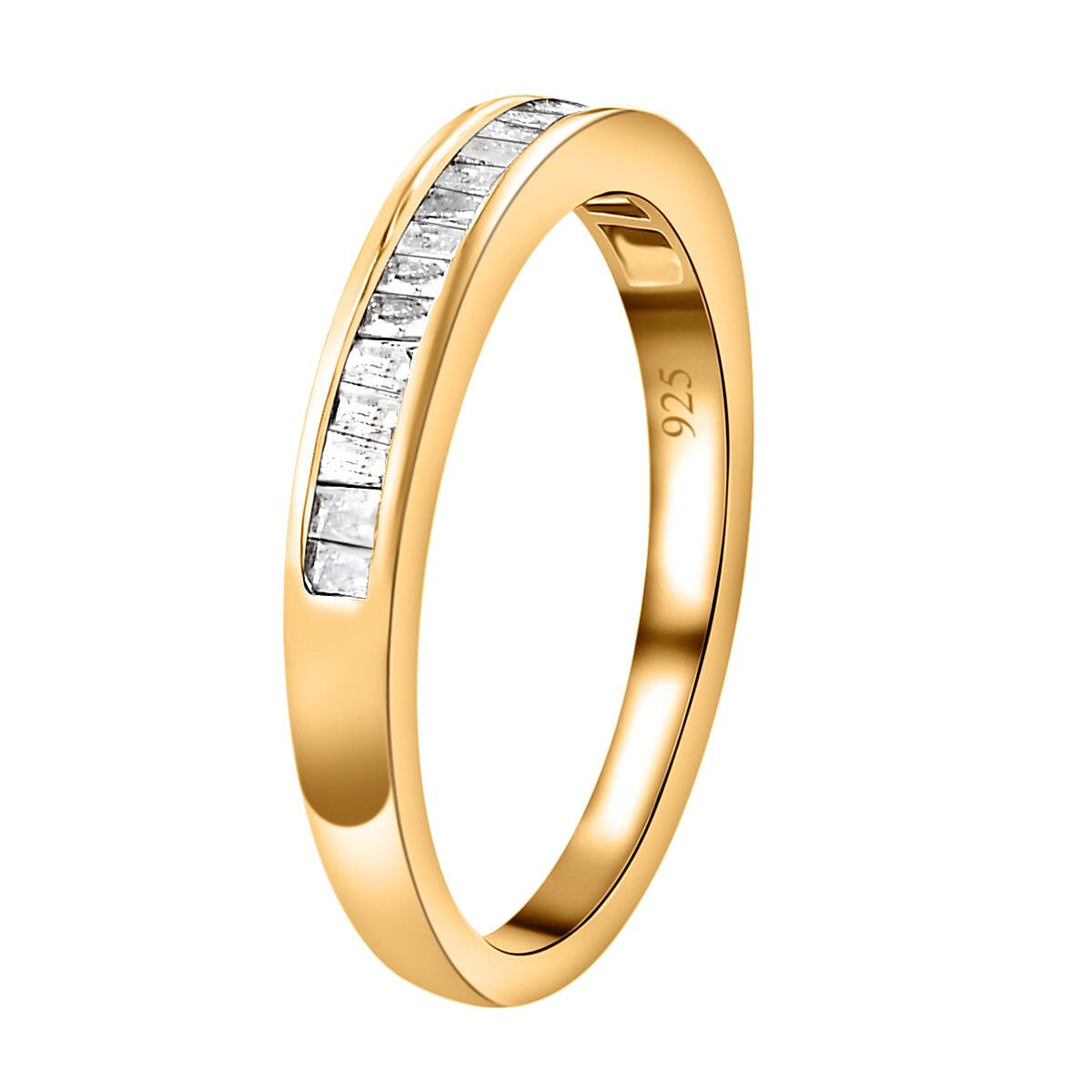 0.24 Carat Diamond Half Eternity Band Ring in Gold Plated Sterling Silver 8907036 4