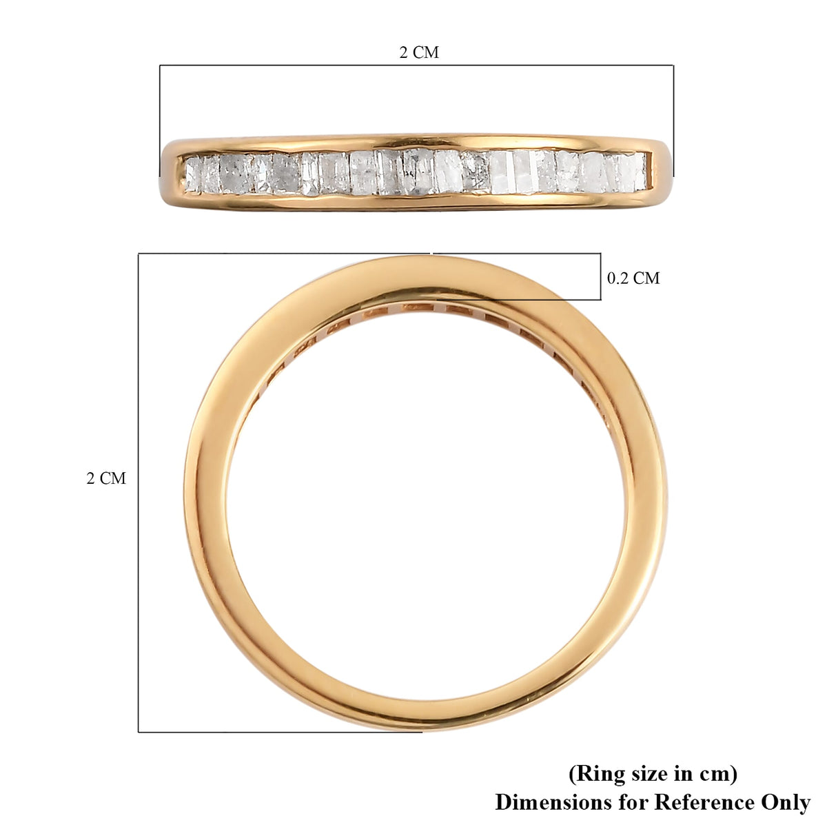 0.24 Carat Diamond Half Eternity Band Ring in Gold Plated Sterling Silver 8907036 7