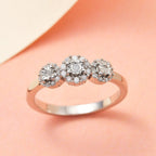 Diamond Ring in Platinum Overlay Sterling Silver 0.24 Ct.