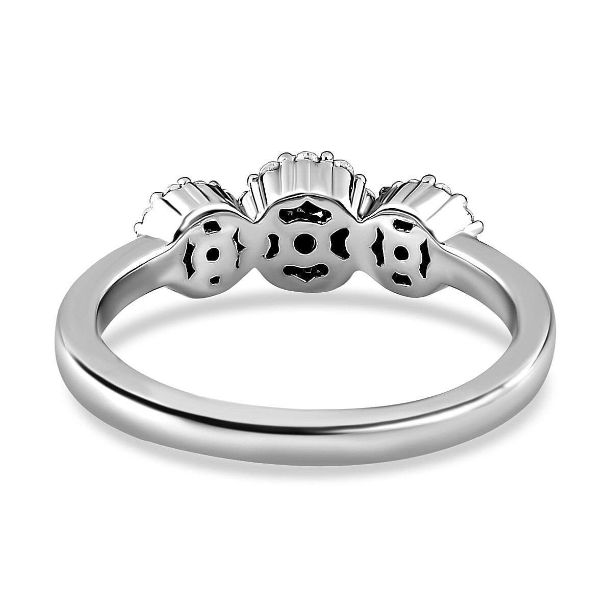 0.24 Ct White Diamond Cluster Ring in Platinum Overlay Sterling Silver 7213560 9