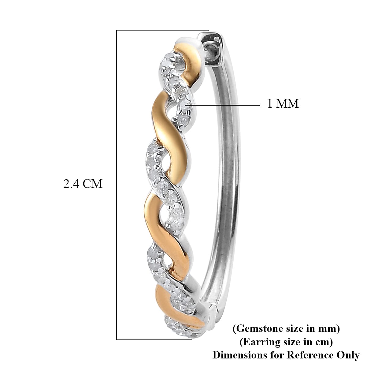 0.25 Carat Diamond Twisted Hoop Earrings in Two Tone Plated Sterling Silver 4.24 Grams 3326224 4