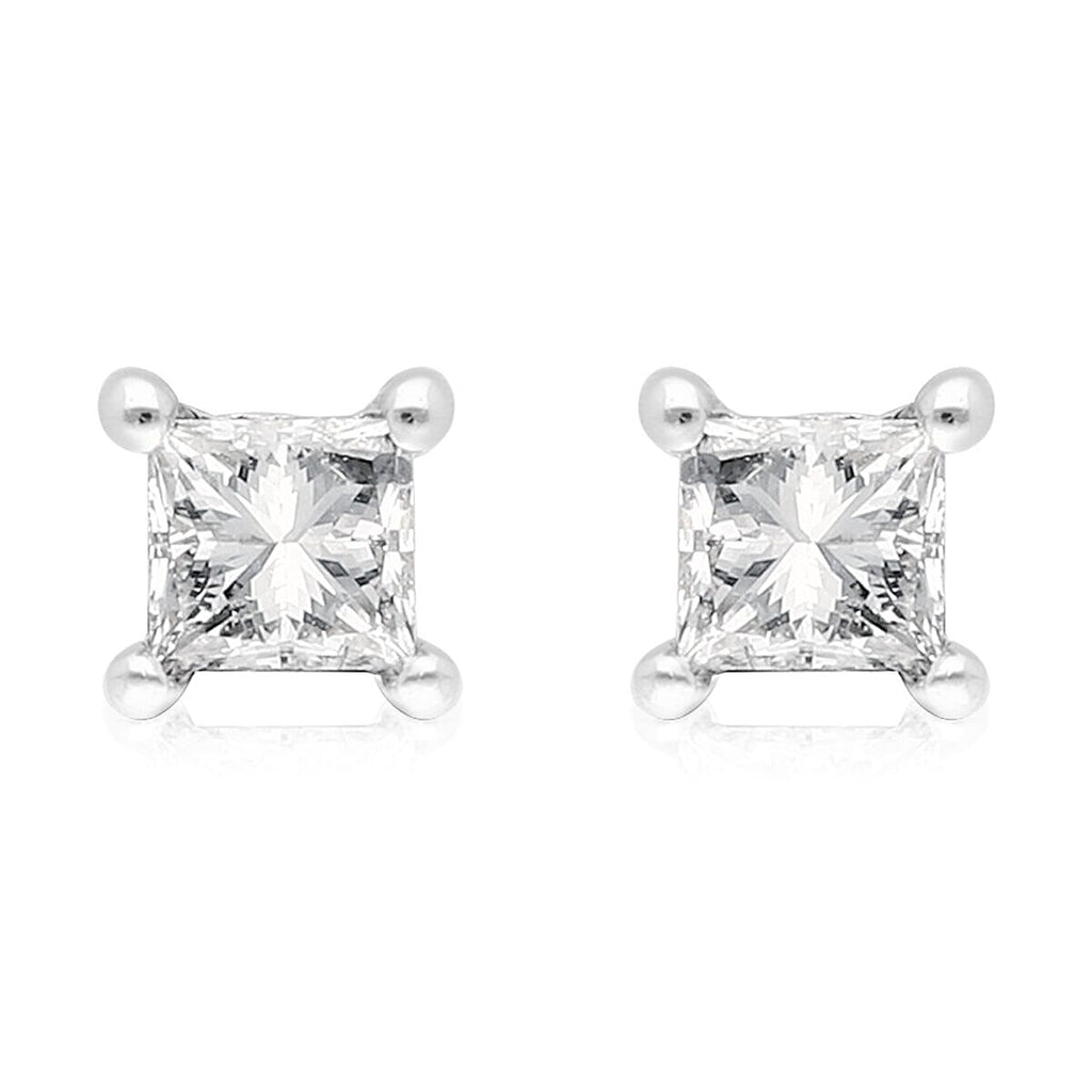 9K White Gold SGL Certified Diamond (I3-G-H) Stud Earrings (with Push Back) 0.25 Ct.