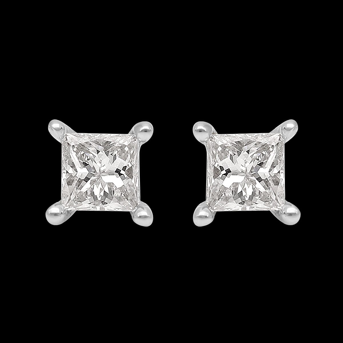 0.25 Ct Diamond Princess Cut Solitaire Stud Earrings in 9K White Gold SGL Certified I3 GH 3675915 4