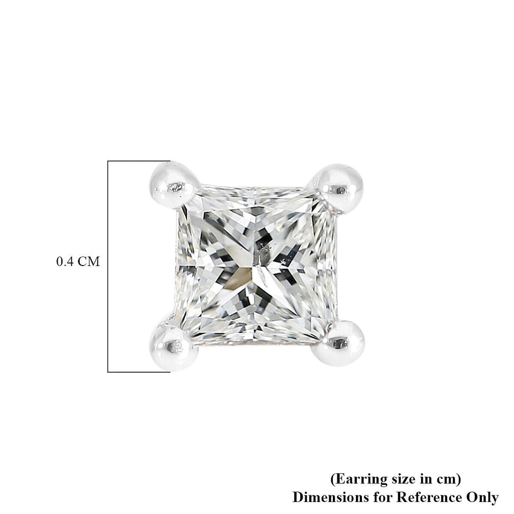 9K White Gold SGL Certified Diamond (I3-G-H) Stud Earrings (with Push Back) 0.25 Ct.
