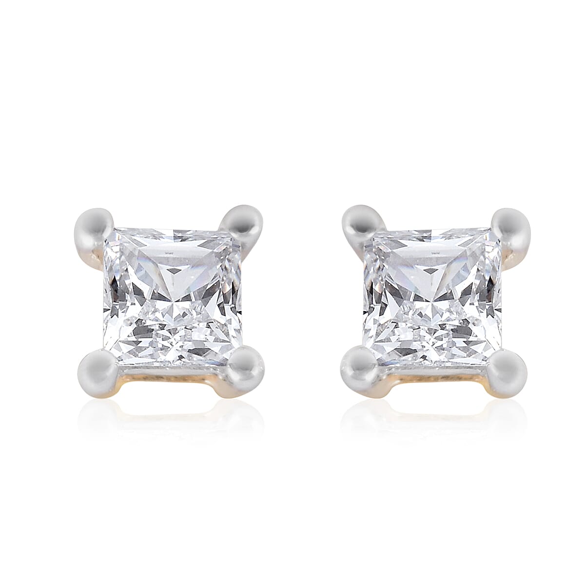 0.25 Ct Diamond Princess Cut Solitaire Stud Earrings in 9K Yellow Gold SGL Certified I3 GH 3628714 1