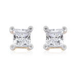 9K Yellow Gold SGL Certified Diamond (I3-G-H) Square Stud Earrings (with Push Back) 0.25 Ct.