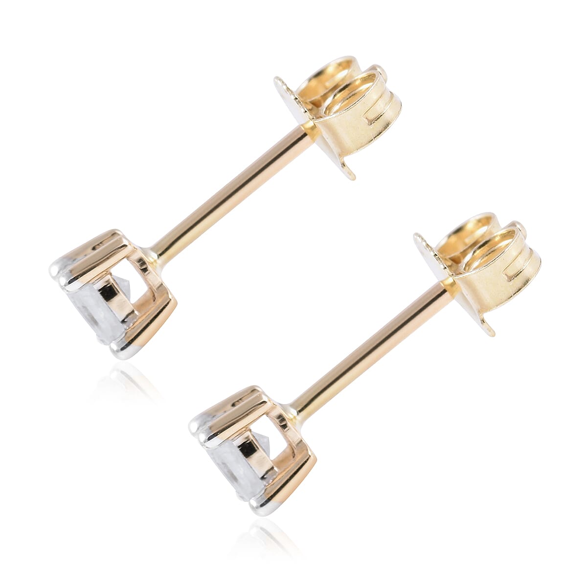 0.25 Ct Diamond Princess Cut Solitaire Stud Earrings in 9K Yellow Gold SGL Certified I3 GH 3628714 7