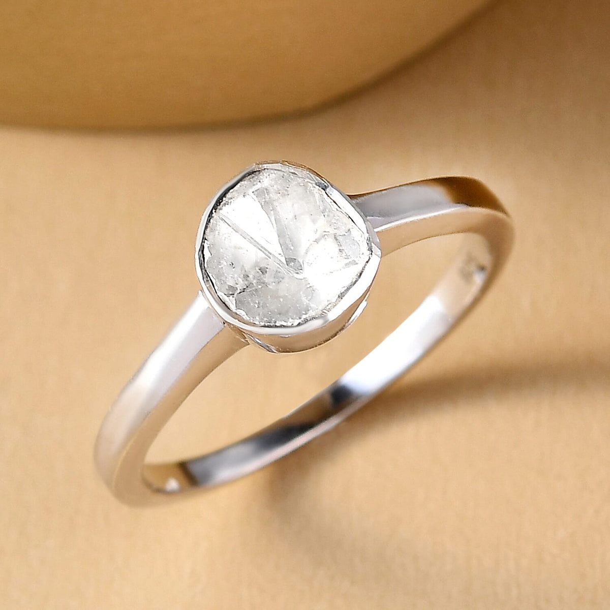 0.25 Ct Polki Diamond Solitaire Ring in Platinum Plated Sterling Silver 3577449 2