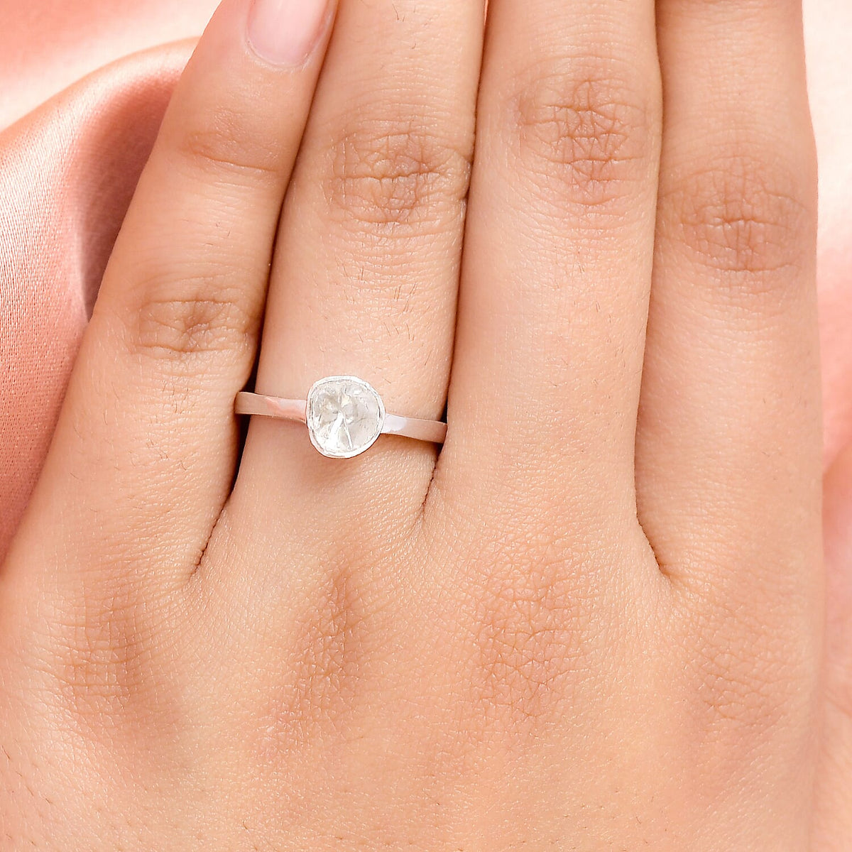 0.25 Ct Polki Diamond Solitaire Ring in Platinum Plated Sterling Silver 3577449 3