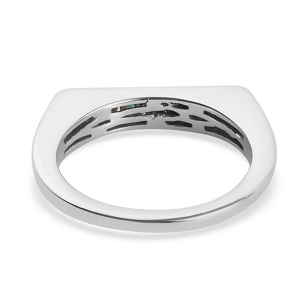 0.25 Ct. Blue Diamond 7 Stone Look Ring in Platinum Plated Sterling Silver 3799638 5