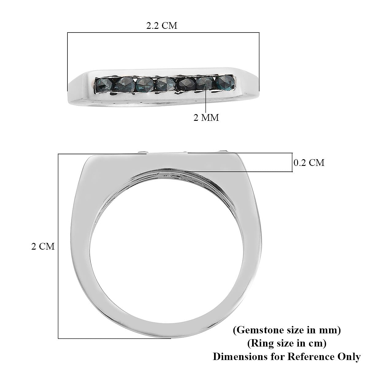 0.25 Ct. Blue Diamond 7 Stone Look Ring in Platinum Plated Sterling Silver 3799638 6