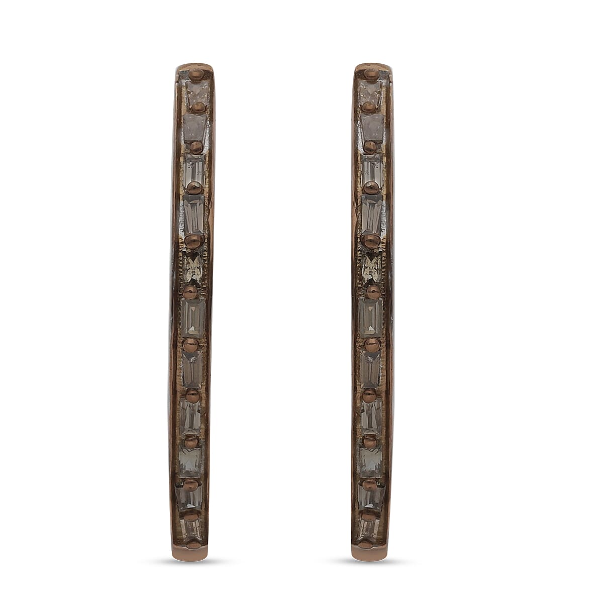 0.25 Ct. Champagne Diamond Hoop Earrings in Rose Gold Vermeil Sterling Silver 3832686 0
