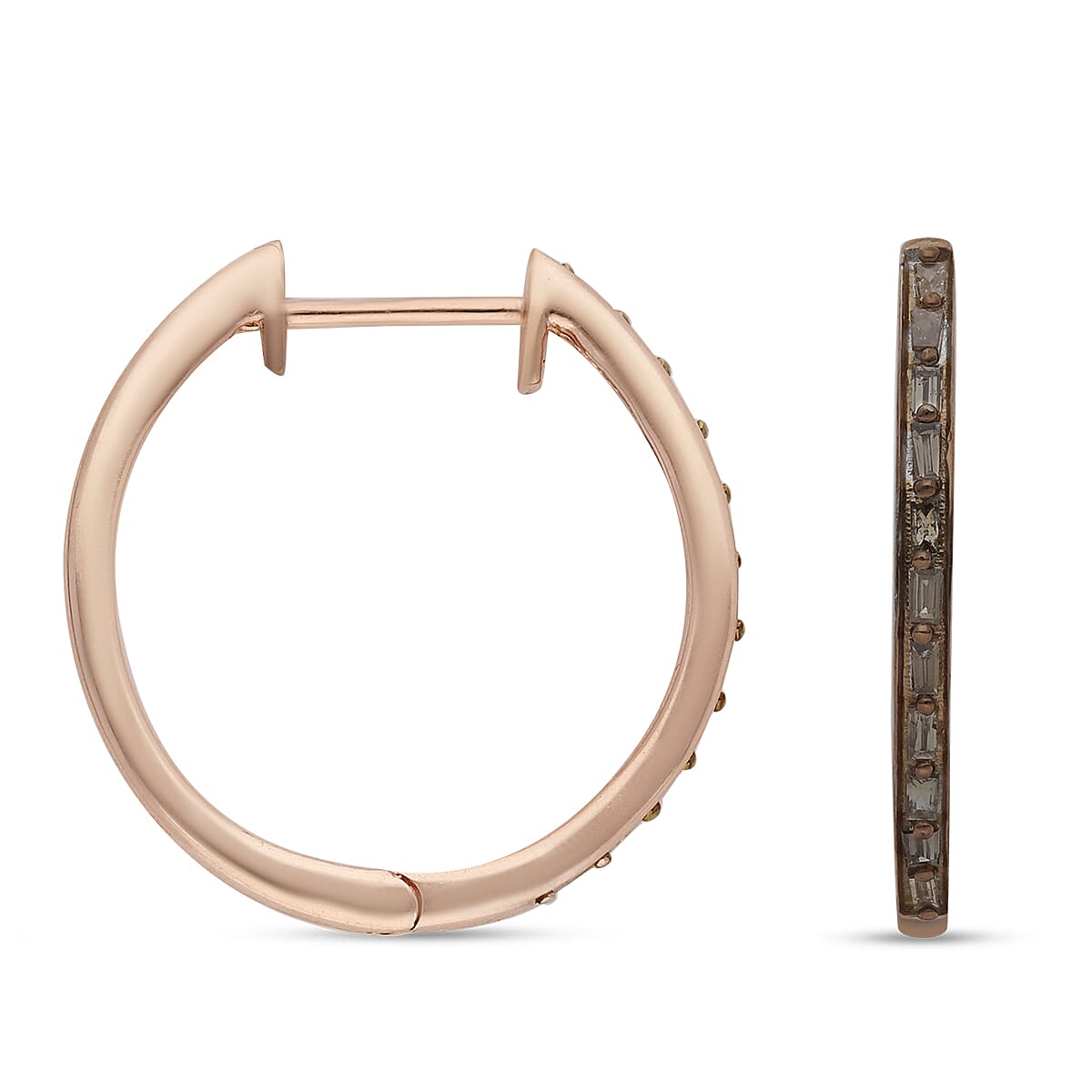 0.25 Ct. Champagne Diamond Hoop Earrings in Rose Gold Vermeil Sterling Silver 3832686 4