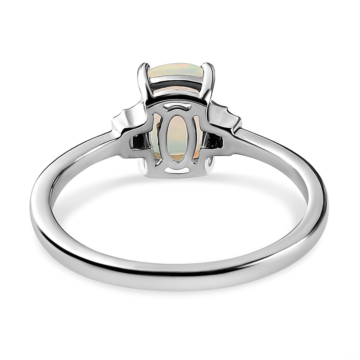0.25 Ct. Ethiopian Welo Opal and White Diamond Ring in Platinum Plated Sterling Silver 3737905 10