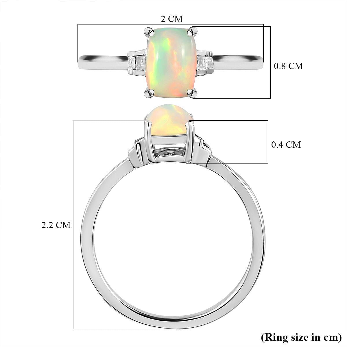 0.25 Ct. Ethiopian Welo Opal and White Diamond Ring in Platinum Plated Sterling Silver 3737905 12