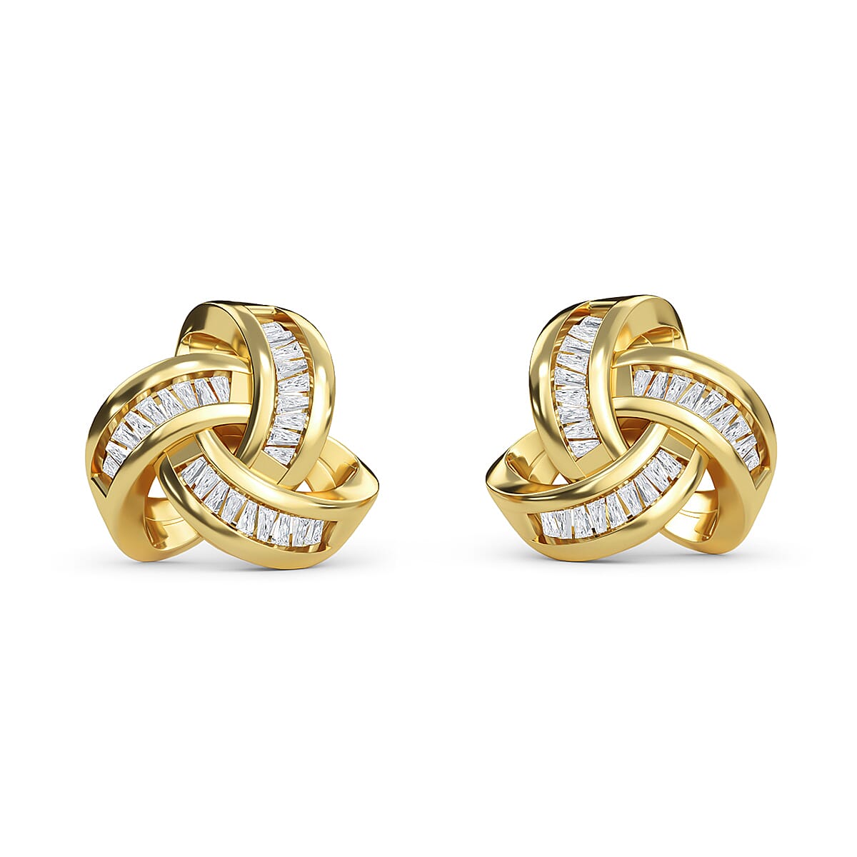 0.26 Ct Diamond Triple Knot Earrings with Push Back GH Colour in 14K Gold Plated Silver 3155045 0