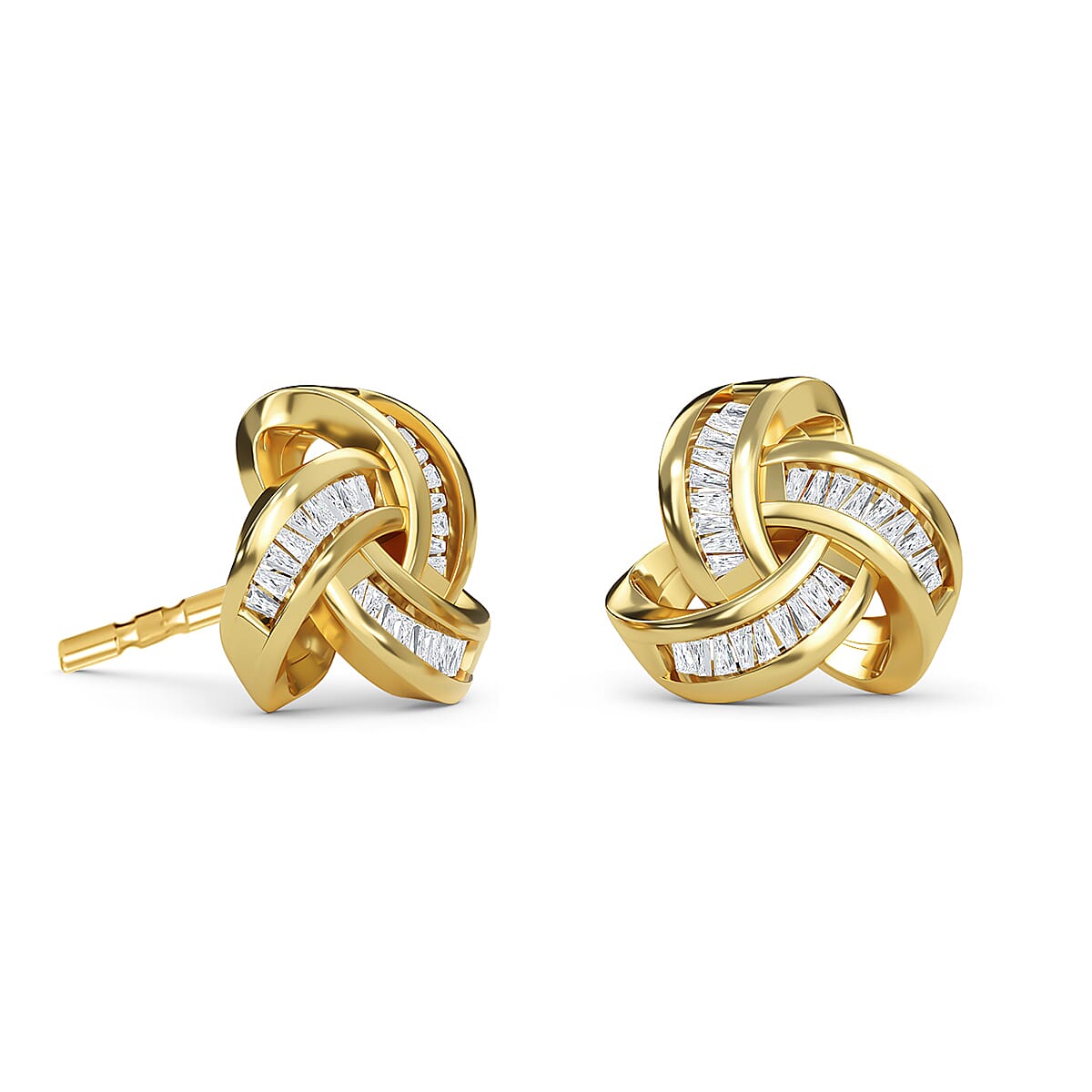 0.26 Ct Diamond Triple Knot Earrings with Push Back GH Colour in 14K Gold Plated Silver 3155045 4