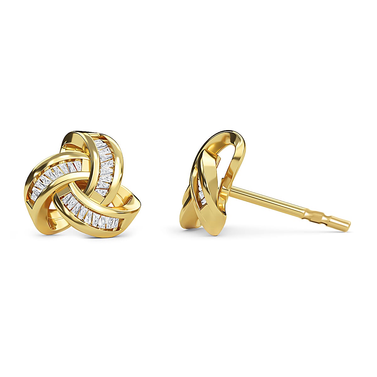 0.26 Ct Diamond Triple Knot Earrings with Push Back GH Colour in 14K Gold Plated Silver 3155045 5