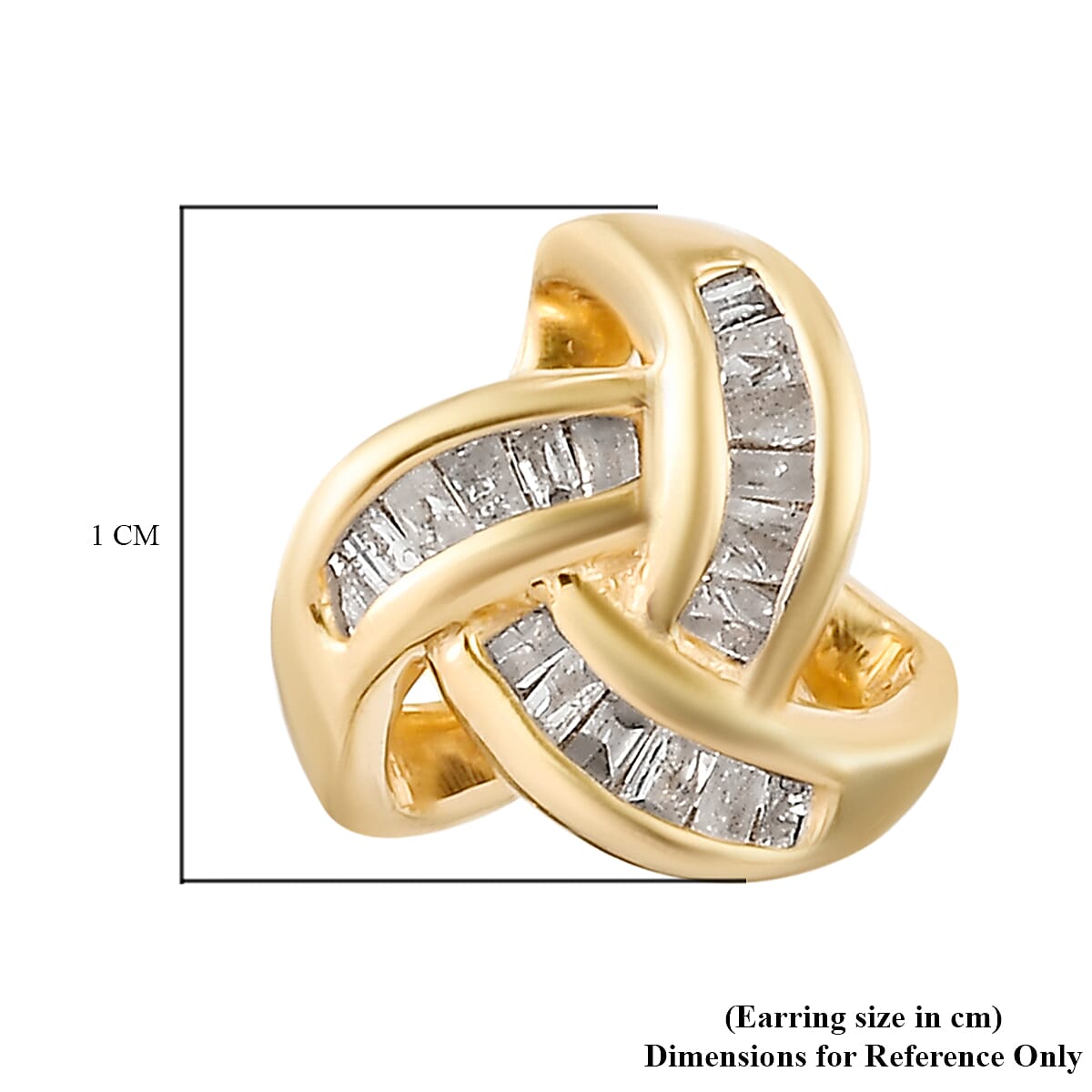 0.26 Ct Diamond Triple Knot Earrings with Push Back GH Colour in 14K Gold Plated Silver 3155045 6