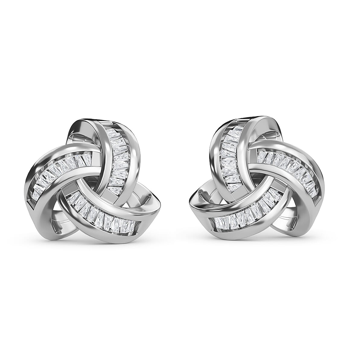 0.26 Ct Diamond Triple Knot Stud Earrings GH Colour in Platinum Plated Silver 3155046 0