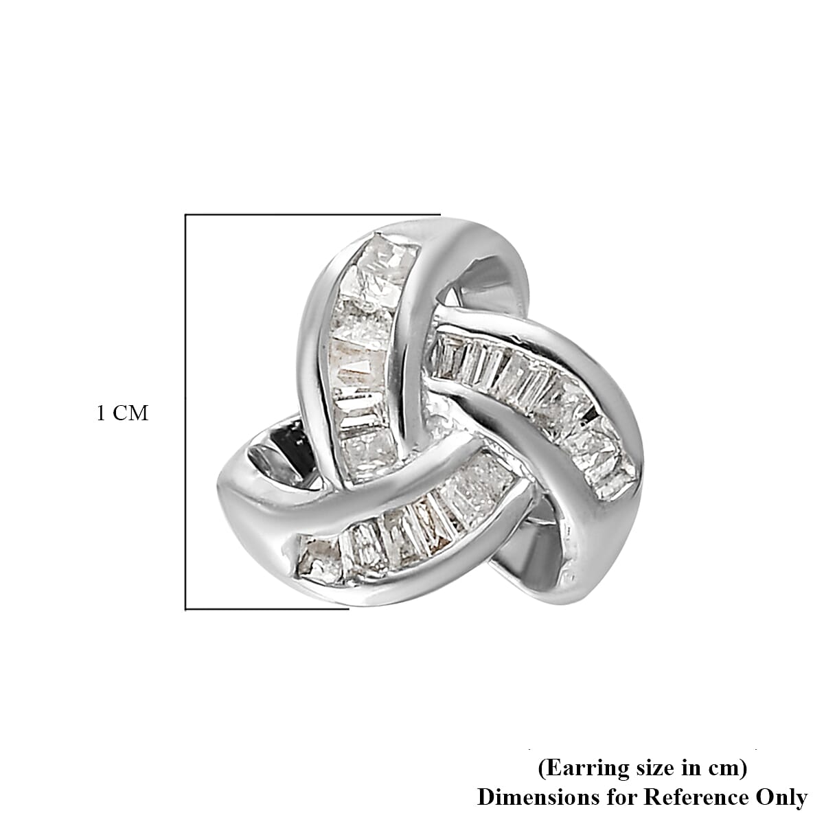 0.26 Ct Diamond Triple Knot Stud Earrings GH Colour in Platinum Plated Silver 3155046 6
