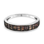 Red Diamond Band Ring in Platinum Overlay Sterling Silver 0.27 Ct.