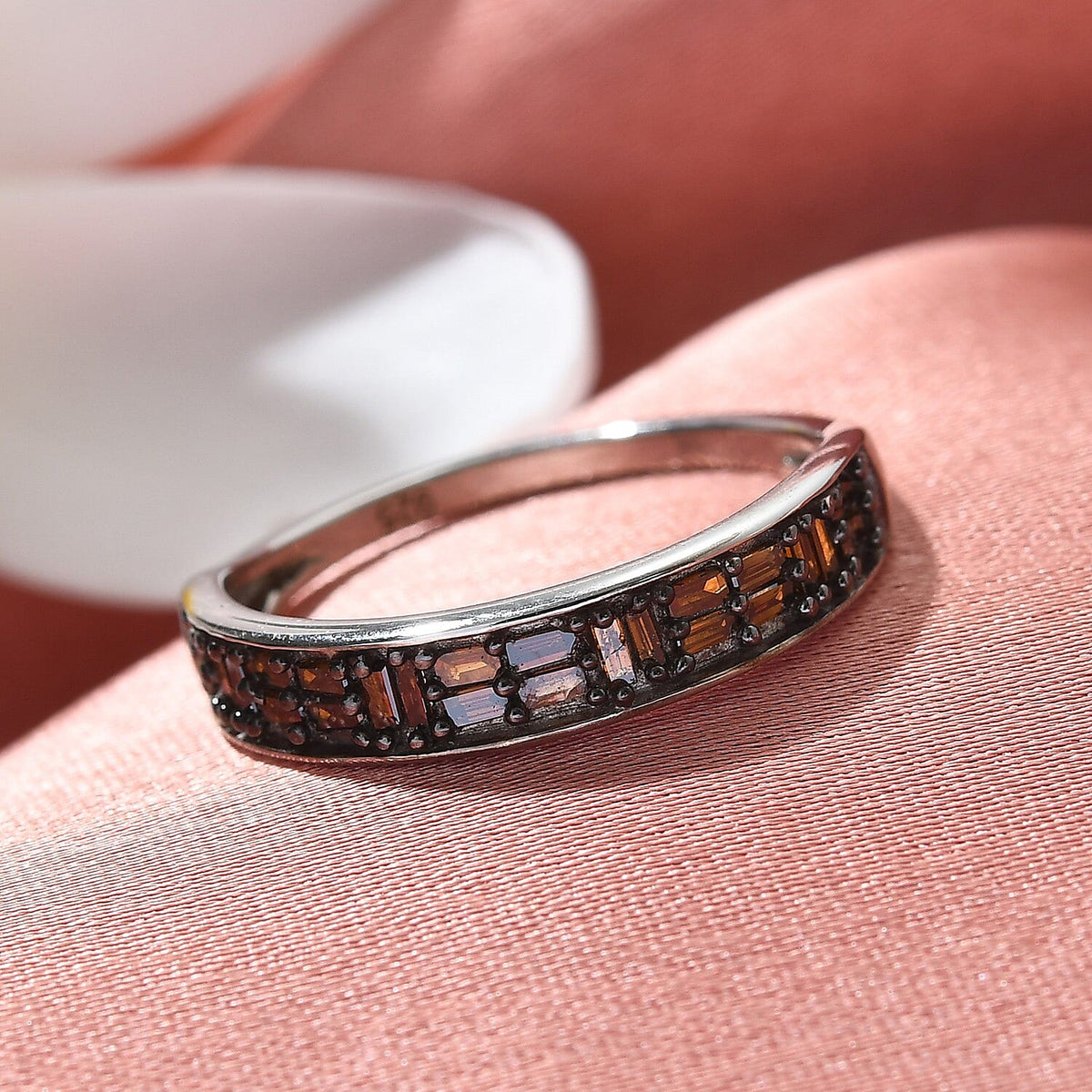 0.27 Ct. Red Diamond Half Eternity Band Ring in Platinum Plated Sterling Silver 3838939 2