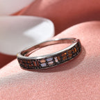 Red Diamond Band Ring in Platinum Overlay Sterling Silver 0.27 Ct.