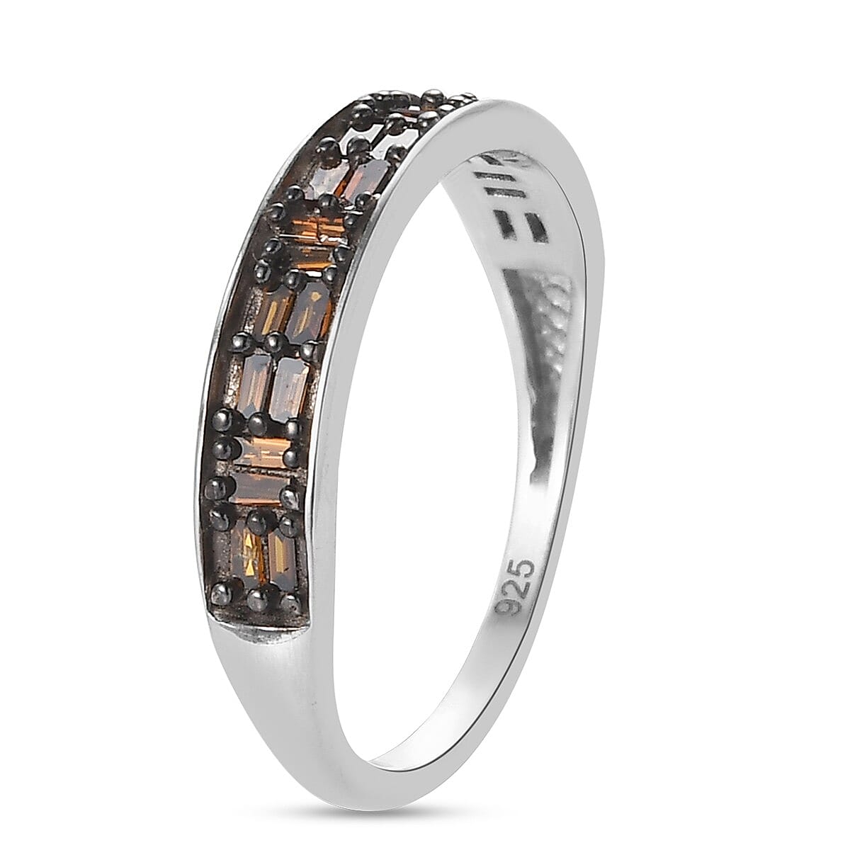 0.27 Ct. Red Diamond Half Eternity Band Ring in Platinum Plated Sterling Silver 3838939 4