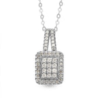 Diamond Pendant With Chain (Size 20) in Platinum Overlay Sterling Silver 0.34 Ct.