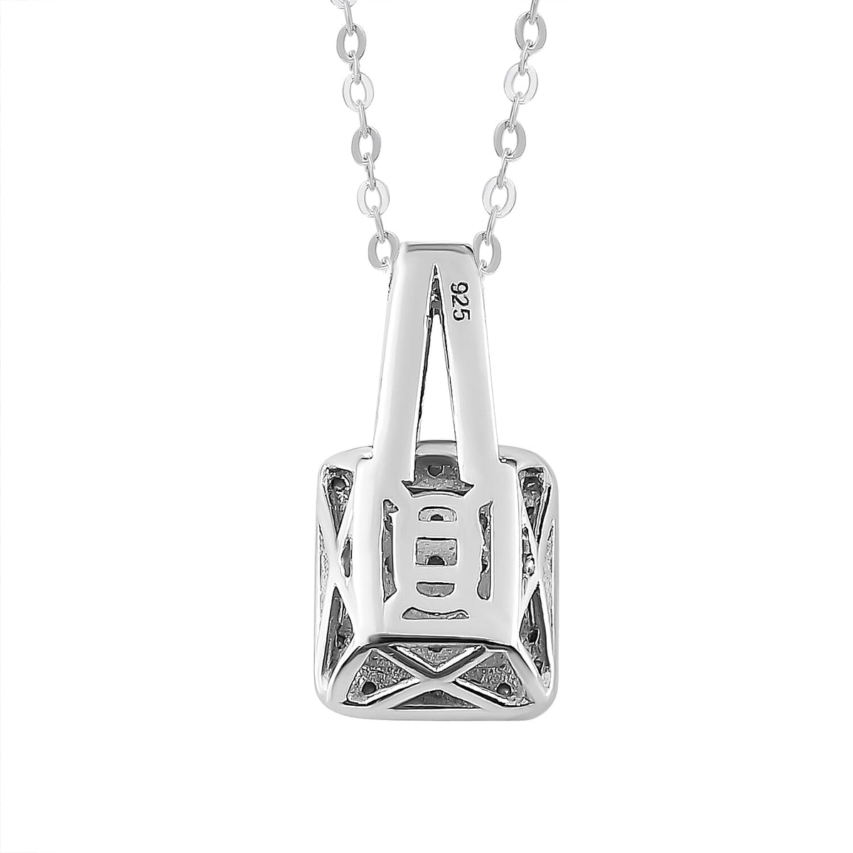 Diamond Cluster Pendant with Chain in Platinum Plated Sterling Silver 0.33 Ct 3338006 5