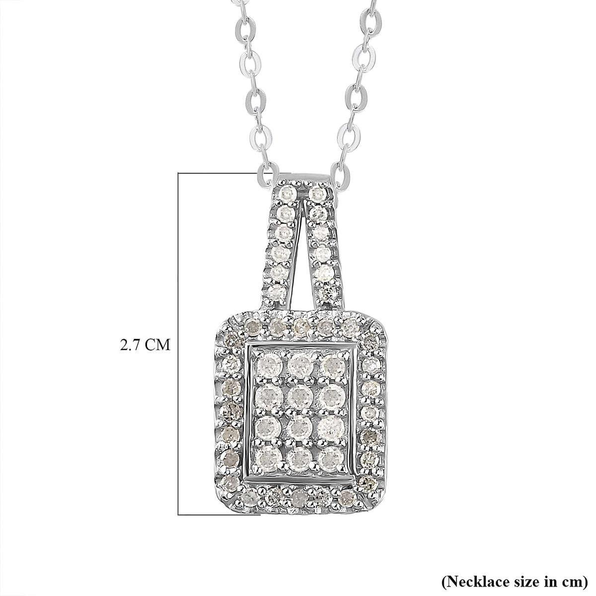 Diamond Cluster Pendant with Chain in Platinum Plated Sterling Silver 0.33 Ct 3338006 6