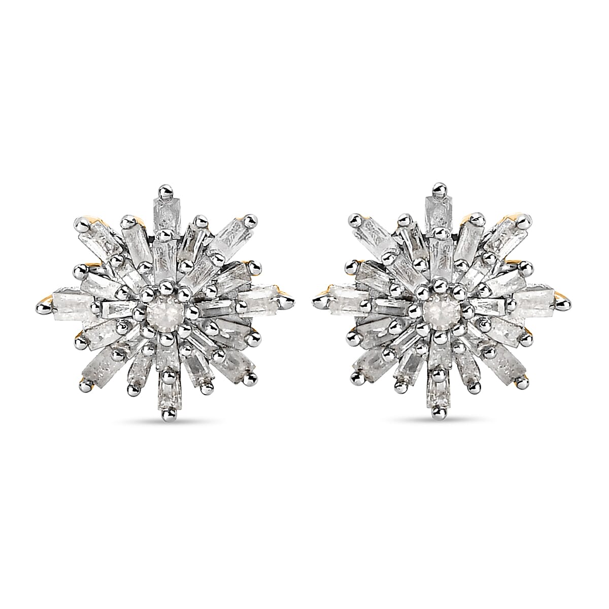 0.33 Ct. Snowflake Diamond Stud Earrings in 18K Vermeil Yellow Gold Plated Sterling Silver 3175245 7