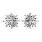D'Joy Diamond Snow Flake Earrings with Push Back in 18K Vermeil Yellow Gold Plated Sterling Silver 0.33 Ct.