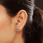 D'Joy Diamond Snow Flake Earrings with Push Back in 18K Vermeil Yellow Gold Plated Sterling Silver 0.33 Ct.