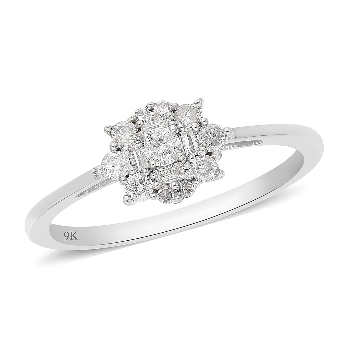 0.33 Ct. SGL Certified I3 G-H White Diamond Ring in 9K White Gold 3778180 0